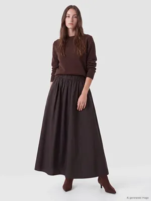 LCW Modest Beli Lastikli Poplin Kloş Etek