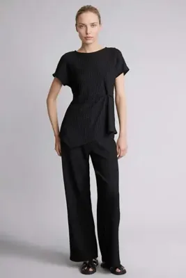 DeFacto Straight Fit Düz Paça Kırışık Dokulu Pantolon G2919AX26SP