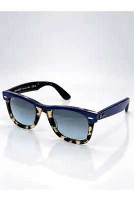 Ray-Ban Mavi Üst Çerçeveli Leopar Desenli wayfarer Güneş Gözlüğü – Mavi Camlı Şık Tasarım