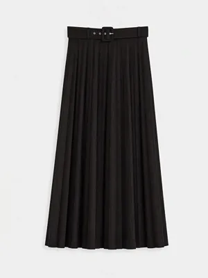LCW Modest Kemerli Loose Fit Pileli Etek