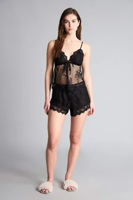 Defacto Regular Fit Askılı Üst Dantelli Şort Tül Pijama Takımı H1380AX26SP