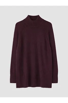 LC Waikiki Mor Yarım Balıkçı Yaka Oversize Kadın Triko Tunik