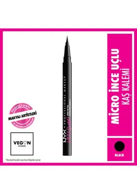 NYX Professional Makeup Lıft & Snatch! Kaş Kalemi Micro İnce Uçlu Black Vegan Formül