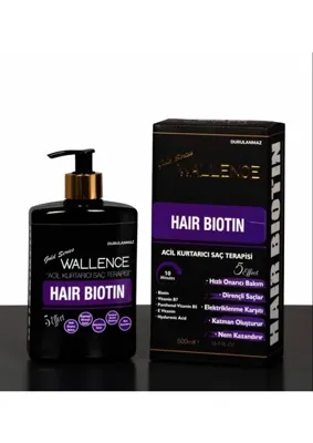 wallence Saç Biotin Onarıcı Maske 500 ml İşlem Görmüş Saçlar İçin Hızlı Etki