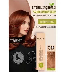 Renna AMONYAKSIZ Bitkisel Yıpranmış Saçlar İçin Saç Boyası 7-35 Tarçın 60ml
