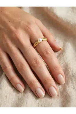 Genel Markalar BROTLIWY Ayarlanabilir Gold Renk Sarmal Paslanmaz Çelik İnci Yüzük