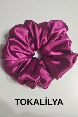 Genel Markalar Kadın Lastikli saten Oversize Xxl [çapı 20cm] Scrunchie Simit Toka