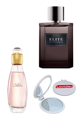 AVON Celebre Kadın Parfüm EDT 50ml + Elite Gentleman Erkek Parfüm EDT 75ml + Lovider Cep Aynası