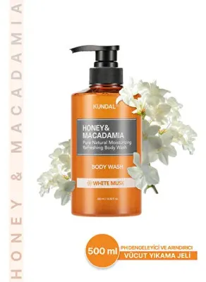 Kundal Ph Dengeleyici ve Arındırıcı Vücut Yıkama Jeli KUNDAL Honey & Macadamia Pure Body Wash (White Musk)