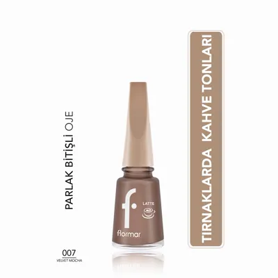 Flormar Yoğun Pigmentli & Kahve Tonlu Parlak Bitişli Oje Latte 007 Velvet Mocha