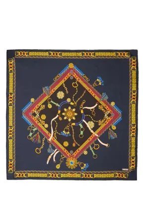Beymen Lacivert Harness Desen İpek Eşarp