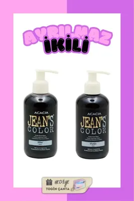 Acacia Jeans Color Ayrılmaz Ikili Boya Seti - Mavi + Mor + Hediye Togin Çanta