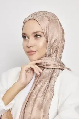 Scarf Gi Shine Jakar Şal - Kahve-bej -