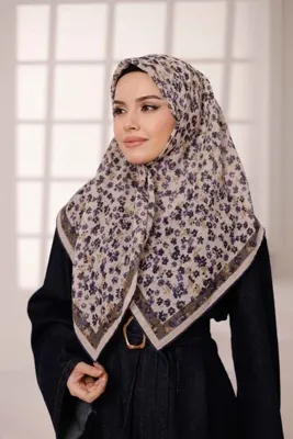 Genel Markalar Flora Desen Soft Eşarp – Bej Lavanta