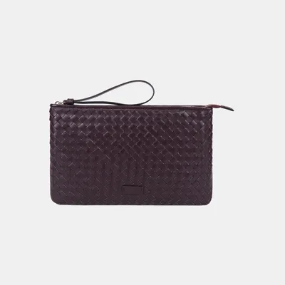 Desa Kadın Bordo El Örgüsü Deri Clutch