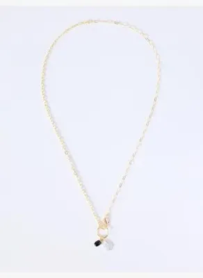 Jimmy Key Altın Rengi İnci Charm Detaylı Modern Kolye