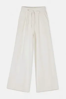 Drop by TrendyolMilla Beyaz Beli Lastikli Geniş Paçalı Pantolon TDRSS26PL00047