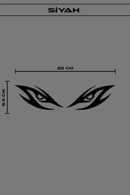 Ydm Reklam KESKİN BAKAN UNİVERSAL GÖZ 22*6,5 CM STİCKER KAPLAMA MODİFİYE SETİ ( MOTOR FARI - KASK ARKASI )