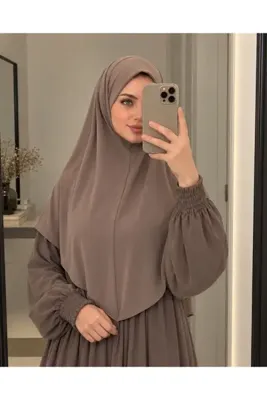 AHRAR tesettür Malezya model sandy hazır hijab khimar eşarp hac umre namaz günlük kullanıma uygun vizon