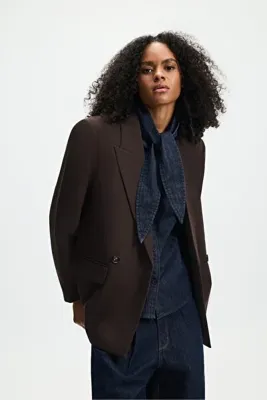 LEFTIES KADIN Süet oversize blazer
