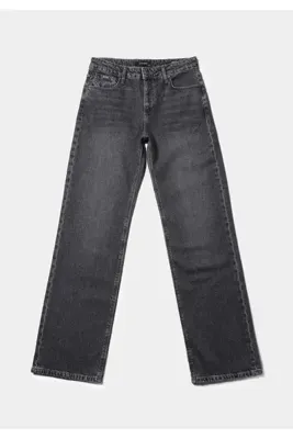 Colins Straight Fit Tam Boy Paça Kadın Antrasit Jean Pantolon