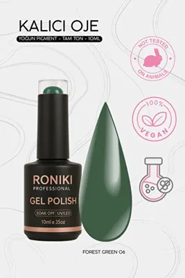 RONIKI Professional UV LED Kalıcı Jel Oje Forest Green 06 - 10 ml – Yoğun Pigment – Vegan