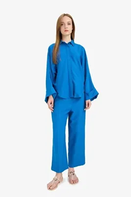 DeFacto Harem Normal Bel Düz Paça Keten Karışımlı Pantolon D9732AX25SM