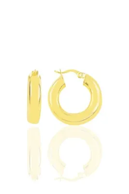 Söğütlü Silver Gümüş Altın Yaldızlı 5 Mm Kalınlığında 20 Mm Büyüklüğünde Kalın Gümüş Halka Küpe Sgtl10935gold