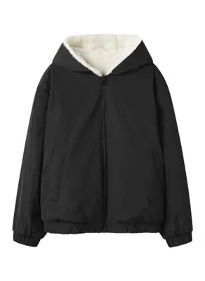 Name it 13243769 NKFMAYA BOMBER JACKET REV Siyah Kız Çocuk Kapüşonlu Regular Fit Mont