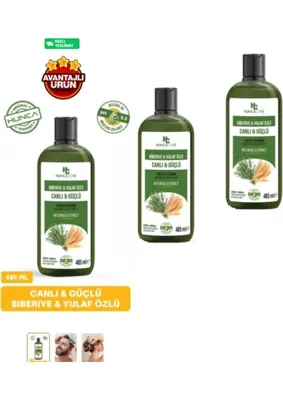 Hunca Defne ve Sarımsaklı Şampuan, Saç Dökülmesine Karşı Yardımcı 485 ml 3 Lü Set