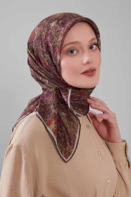 Levidor Fıstık Yeşili Retro Çiçek Desen Silk Coton Eşarp