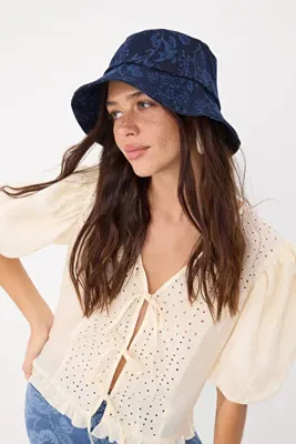 Siedres x Trendyolmilla Koyu Mavi Denim Baskılı Kese Kadın Şapka TAKSS26SP00002