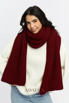 Adalua Kadın Atkı Selanik Örgü 45x220 cm – Kalın Kışlık Örme Atkı