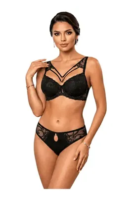 Le Jardin 5010 Kadın Brodeli Push Up Dolgulu Taşlı B Cup Sütyen Takım