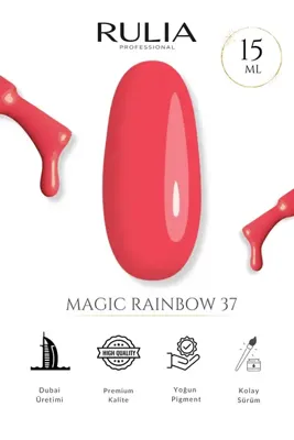 Rulia Professional RULIA Magic Rainbow 37 Mercan Kırmızı Kalıcı Oje 15 ml - Made in Dubai - Profesyonel Fırçası İle Kolay Sürülür