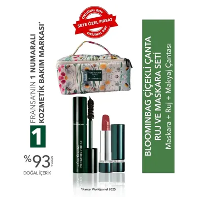 Yves Rocher Couleurs Nature BloominBag Çiçekli Çanta Ruj ve Maskara Seti-Ruj -Nude Kiraz Çiçeği  3.5 gr & Maskara 7.8ml