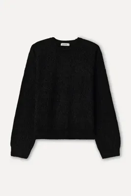 Mudo Kadın Siyah Loose Fit Bisiklet Yaka Kazak