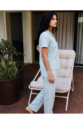 Genel Markalar Viskon Karışım Homewear Su Yeşili Pijama Takımı