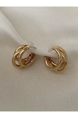 vi store vi jewelry Çelik 3 Lü Halka Küpe