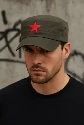MYZİ STORE Koton Castro Şapka Nefes Alabilen Kumaş Streetwear Castro Kırmızı Yıldız Detayıyla