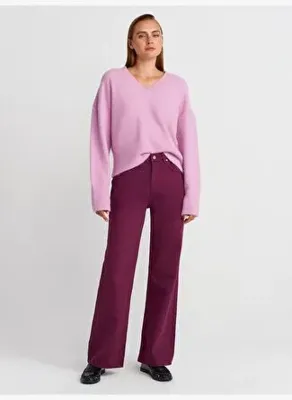 Dilvin 72050 %100 Pamuk Parçaboya Wide Leg Denim Pantolon