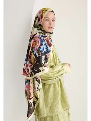 Fresh Scarfs Rosıe Floş Viskon Şal Tereyağı