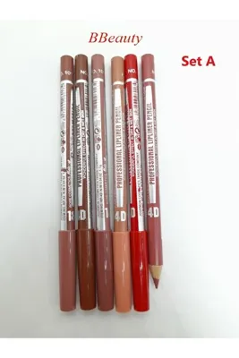 BBeauty 6 'lı Professional Waterproof Lipliner Pencil Dudak Kalemi Seti