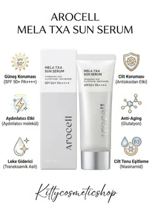 AROCELL Mela TXA Sun Serum ( Traneksamik Asit, Melatonin ve Glutatyon İçeren Güneş Koruyucu Serum)
