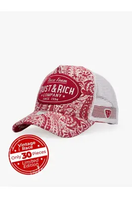 RustandRich Kadın Erkek Bordo Trucker Hat Premium Collection Vintage Race