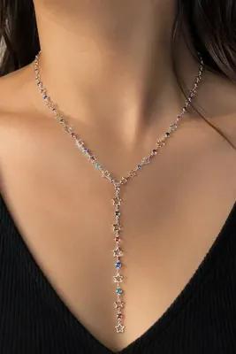 TAKIŞTIR Gümüş Renk Yıldız Figürlü Çelik Y Kolye