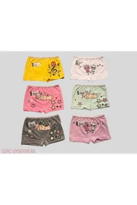 Tutku Kız Çocuk Boxer Karışık Külot 6 Lı Paket