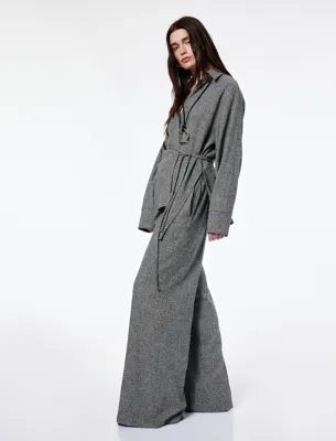 Koton Koton X Selected by Şahika Ercümen - Flanel Kumaş Loose Fit Cepli Kışlık Palazzo Pantolon