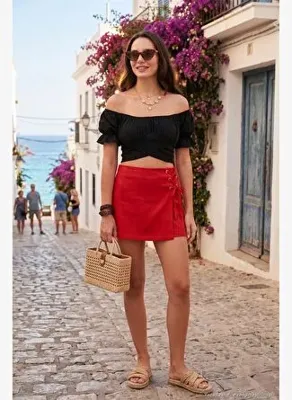 Lela Regular Fit Madonna Yaka Bağlama Detaylı Crop Bluz Kadın BLUZ 6527017