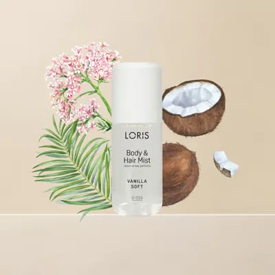 Loris U-26 Vanilla Soft Hair & Body Mist – Vanilya, Hindistan Cevizi ve Palo Santo Kokulu Saç ve Vücut Spreyi 95 ML